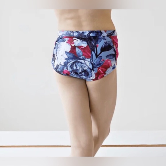 (2) Oh La La Dancewear Red/Blue Floral Dance Briefs Size Adult Medium - Picture 3 of 11